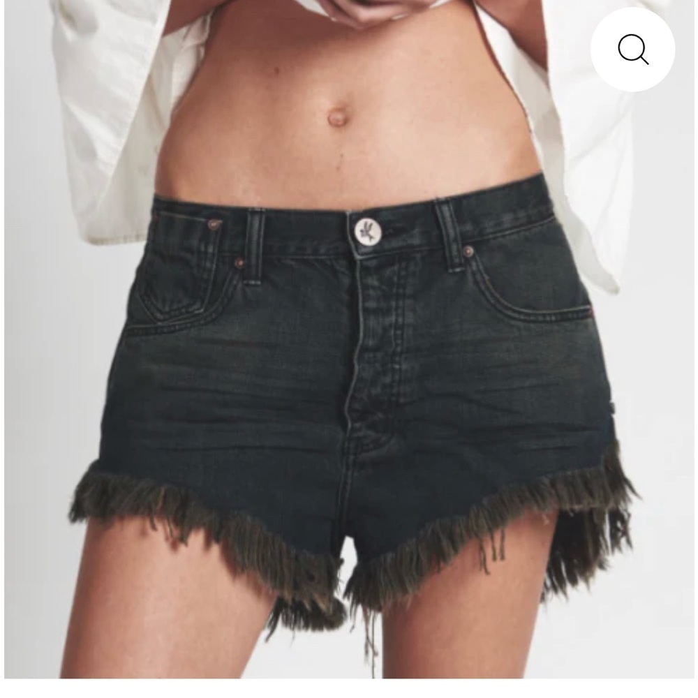 One Teaspoon Dark Denim Frayed Shorts